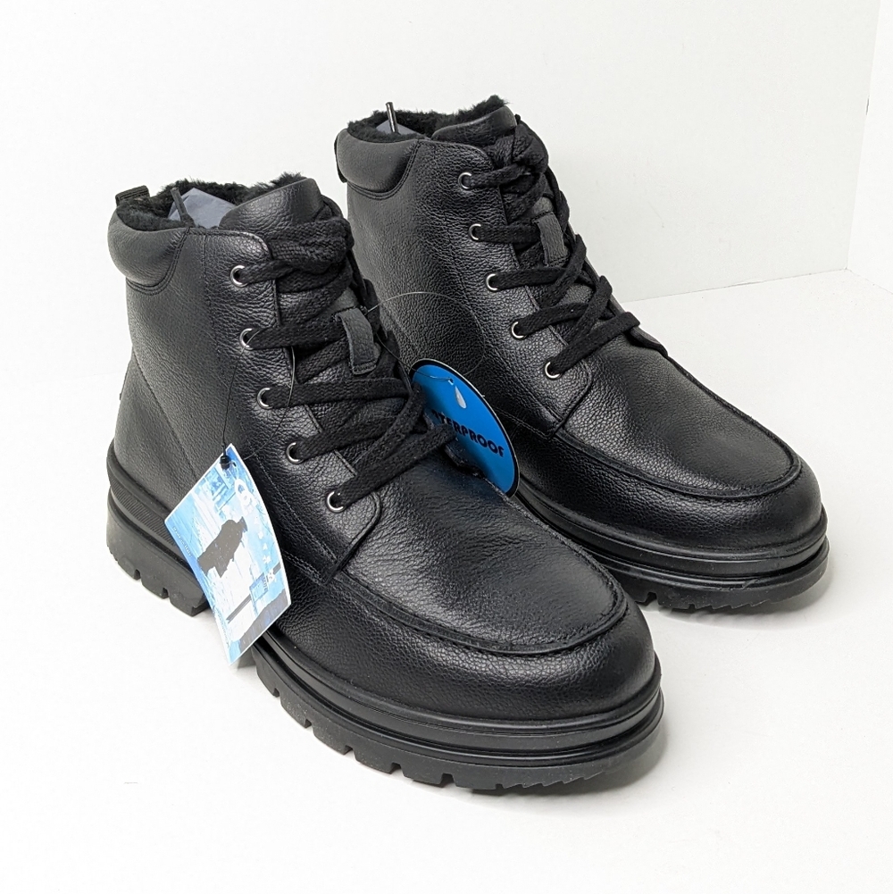 Tundra Elias Waterproof Winter Boots, Black Leather, Men's 8